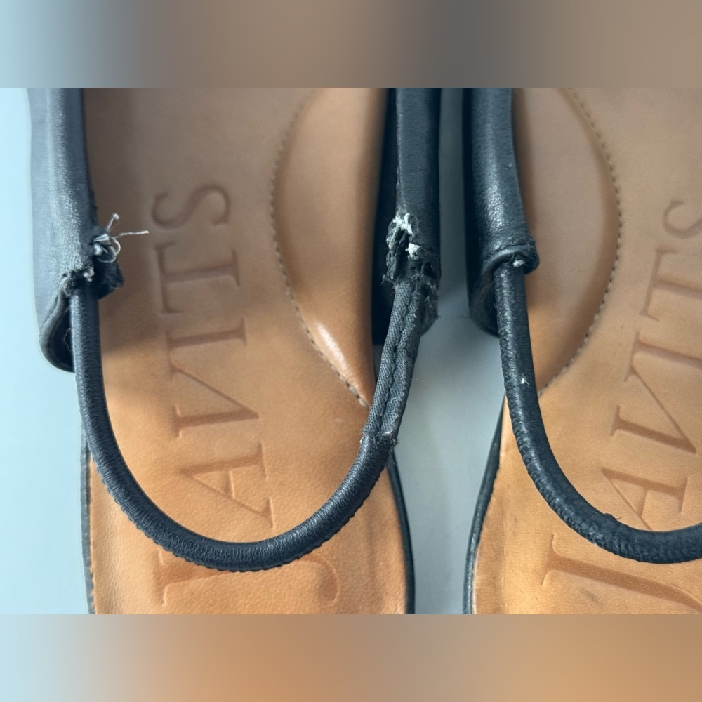 Eric Javits Peyton Black Leather Slingback Flat Shoes Women’s Size 8 - Picture 10 of 13
